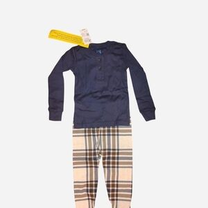 PJ Place Baby Boy 2-Piece Pajama Set - Navy Henley & Plaid Pants - 12-18M - NWT